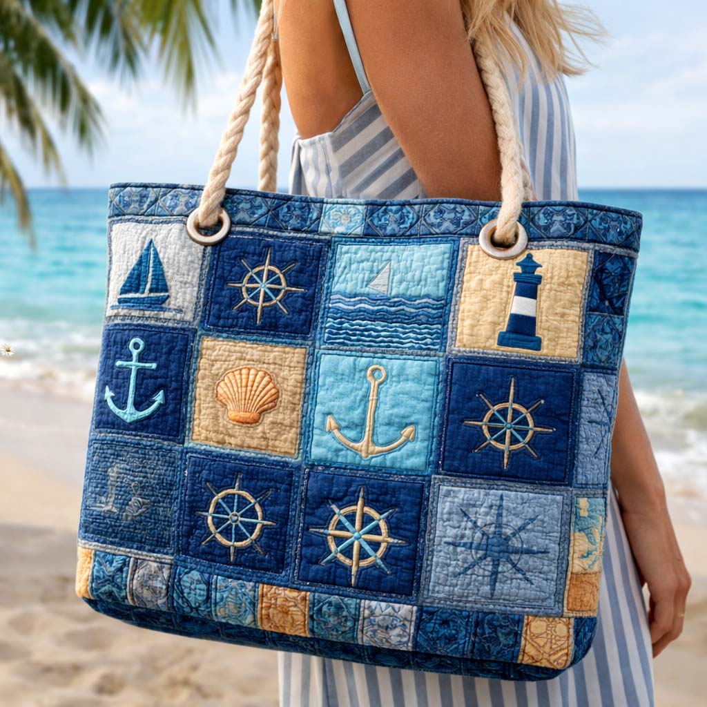 Bolsa de Playa Náutica Azul Acolchada