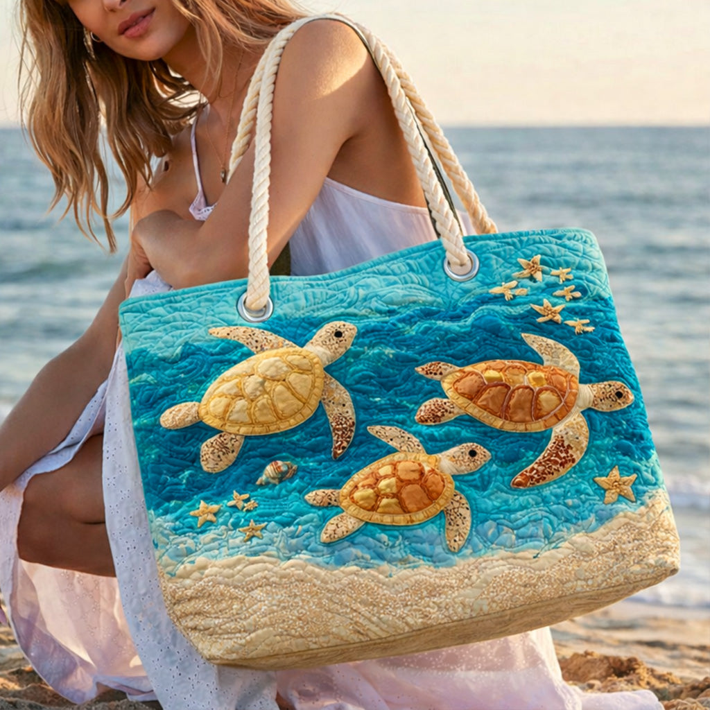 Bolso de Playa Acolchado Tortuga Dorada Costa